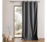 QABANE - Rideau Thermique Phonique KONFOR - Flanelle Polyester - Occultant Isolant Froid et Bruit - Chambre Salon Bureau - 8 Oeillets - 140 x 180 cm - Gris Anthracite