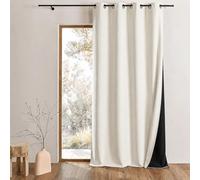 QABANE - Rideau Thermique Phonique KONFOR - Flanelle Polyester - Occultant Isolant Froid et Bruit - Chambre Salon Bureau - 8 Oeillets - 250 x 260 cm - Blanc Cassé