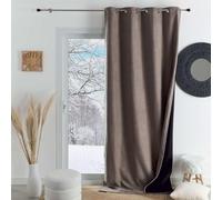 QABANE - Rideau Thermique Phonique KONFOR - Flanelle Polyester - Occultant Isolant Froid et Bruit - Chambre Salon Bureau - 8 Oeillets - 250 x 260 cm - Lin