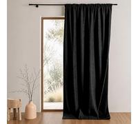 QABANE - Rideau Thermique Phonique Semi Occultant à Galons Fronceurs KONFOR - Polyester - Isolation Acoustique - Voilage Chambre, Salon - 140 x 260 cm - Noir