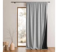 QABANE - Rideau Thermique Phonique Semi Occultant à Galons Fronceurs KONFOR - Polyester - Isolation Acoustique - Voilage Chambre, Salon - 140 x 260 cm - Gris Perle
