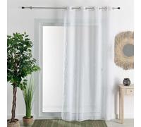 QABANE - Rideau Thermique Phonique Semi Occultant à Galons Fronceurs KONFOR - Polyester - Isolation Acoustique - Voilage Chambre, Salon - 140 x 260 cm - Blanc Cassé