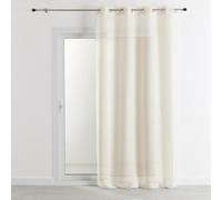 QABANE - Rideau Voilage 100% Lin Fluide - Transparent et Léger - Tamisant pour Fenêtres de Salon, Chambre, Cuisine - Prêt à Poser avec Ourlets - 140 x 260 cm - Écru