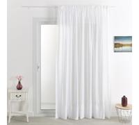 QABANE - Rideau Voilage Poly-Lin Bas Plombé - Polyester et Lin - Galon Fronceur, Transparent, Tamisant - pour Salon, Chambre, Salle à Manger - 300 x 240 cm - Blanc