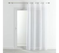 QABANE - Voilage Effet Lin Fluide - Polyester - Léger et Aérien - Idéal pour Salon, Chambre, Cuisine - Œillets Ronds Ø4 cm - Transparent et Tamisant - Prêt à Poser - 240 x 240 cm - Blanc
