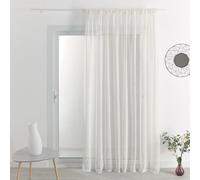 QABANE - Voilage Galon Fronceur Tombé Fluide - Polyester - Voilages Tamisants - Prêt à Poser - Chambre, Salon, Cuisine - Bas Plombé, Transparent - 295 x 180 cm - Ivoire