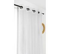 QABANE - Voilage Ignifugé Certifié Non Feu M1 - Polyester - Sécurité Incendie ERP - 8 Œillets Ronds - Prêt à Poser - 145 x 240 cm - Blanc