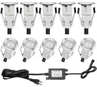 QACA 10 Kit Mini Spot Exterieur Led Encastrable 0.4W/DC12V Etanche IP67 Luminaire Exterieur Décoration pour Terrasse, Patio,Escalier,Chemin,Jardin (Blanc Chaud)