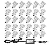 QACA 30 Mini Spot Exterieur Led Encastrable 0.4W/DC12V Etanche IP67 Luminaire Exterieur Décoration pour Terrasse, Patio,Escalier,Chemin,Jardin (Blanc Chaud)