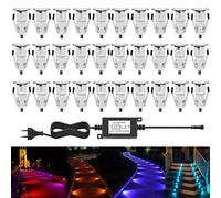 QACA 30 Mini Spot Exterieur Led Encastrable 0.4W/DC12V Etanche IP67 Luminaire Exterieur Décoration pour Terrasse, Patio,Escalier,Chemin,Jardin RGB