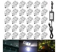 QACA 30 Mini Spot Exterieur Led Encastrable 0.4W/DC12V Etanche IP67 Luminaire Exterieur Décoration pour Terrasse, Patio,Escalier,Chemin,Jardin (Blanc Froid)