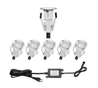 QACA 6 Kit Mini Spot Extérieur LED Encastrable 0.4W/DC12V Étanche IP67 Luminaire Décoration pour Terrasse, Patio, Escalier, Chemin, Jardin (Bleu)