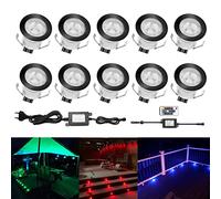 QACA Led Spot Mini Exterieur encastrable,Luminaire encastré 30mm IP 67 Eclairage Escalier Spot Exterieur Led Encastrable DC 12V 0.6W pour Patio Piscine Paysage (rgb(noir), 10 kit)