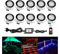 QACA Led Spot Mini Exterieur encastrable,Luminaire encastré 30mm IP 67 Eclairage Escalier Spot Exterieur Led Encastrable DC 12V 0.6W pour Patio Piscine Paysage (rgb wifi(noir), 10 kit)
