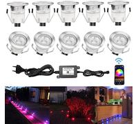 QACA Led Spot Mini Exterieur encastrable,Luminaire encastré 30mm IP 67 Eclairage Escalier Spot Exterieur Led Encastrable DC 12V 0.6W pour Patio Piscine Paysage (rgb wifi, 10 kit)