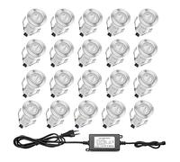 QACA Lot de 20 Mini Lampe de Spot Encastrable LED pour Terrasse Enterré Plafonnier DC 12V Etanche IP67 Escalier pour Eclairage Extérieur, L'escalier, Patio, Piscine, Paysage (Bleu)