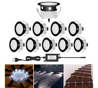 QACA Spots LED Eclairage,Encastrable Extérieur IP67 Acier inoxydable Noir- Spots à Encastrer pour Terrasse Bois Plafond 0,6W DC12V lumière Spot LED Lampe Extérieur [ (blanc froid, 10 kit)