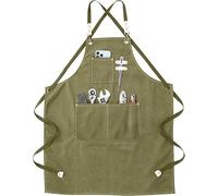 Qacpahucy Tablier de Travail en Toile Lourde avec 3 Poches, Réglable et Imperméable, Tablier Cuisine et Barbecue pour Homme et Femme, Sangles Croisées, pour Restaurant, Jardin, Atelier, Soudure, Café