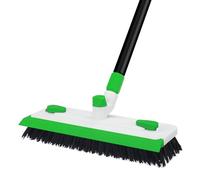 Qaestfy Balais Nettoyer Sol Brosse à Récurer avec Raclette 3 en 1 Joint Carrelage Brosse de Nettoyage avec Long Manche 140 cm pour Terrasse, Patio, Salle de Bain, Cuisine, Carreaux - Vert