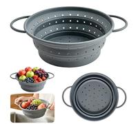 Qaestuan Passoires de Cuisine Pliantes, 28cm Passoires de Cuisine avec Poignées, Passoire Grise Pliable, Multifonctionnelle Passoire Retractable, pour égoutter les Pâtes, Légumes, Fruits