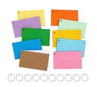 Qaixwuyi Lot de 500 fiches lignées Fiches d'apprentissage avec anneau en papier kraft 10 couleurs Fiches pour apprendre du vocabulaire, fiches pour mémoriser des formules, prendre des notes A7