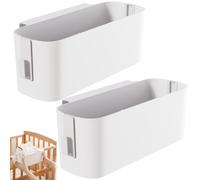 Qanye 2PCS Panier Rangement à Suspendre, Organiseur de Lit Suspendu, Panier Rangement Multifonction, avec 4 Crochets Clips Amovibles, pour Livres, Dortoir, Maison, Bureau (Blanc)