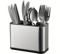 Qanye Égouttoir à Ustensiles Multifonction en Acier Inoxydable avec Plateau d égouttement Amovible, Range-couvert Antidérapant pour Tiroir de Cuisine, Compact (A)