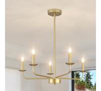QAREHL Kronleuchter Gold, 5 Flammig Kronleuchter Modern Vintage Hängelampe | Pendelleuchte Gold HäNgelampe Esstisch Lampe Esszimmer, HäNgelampe Wohnzimmer für Esszimmer Schlafzimmer Küche, E14 Fassung
