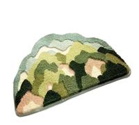 QAUUCP Tapis de Forme irrégulière Tapis floqué à Motifs de forêt Montagne | Paillasson moderne à fleurs, tapis de salle de bain, en peluche haute et basse, tapis de chevet irrégulier(Mountain Forest)