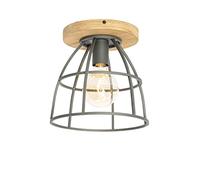 Qazqa arthur - Plafonnier - 1 lumière - Ø 25 cm - Gris foncé - Rustique - éclairage intérieur - Salon I Chambre I Cuisine I Salle à manger