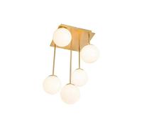 Qazqa athens-opal - Plafonnier - 5 lumière - L 25.5 cm - Doré - Moderne - éclairage intérieur - Salon I Chambre I Cuisine I Salle à manger