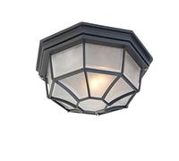 Qazqa bri - Plafonnier - 1 lumière - Ø 265 mm - Gris foncé - Rustique - éclairage extérieur