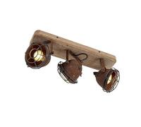Qazqa gina - LED Smart Dimmable Spot plafond, plafonnierincl. wifi variateur inclus - 3 lumière - L 43 cm - Brun rouille - Rustique - éclairage intérieur - Salon