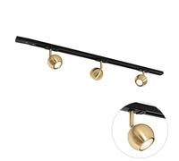 Qazqa gissi - Système de rail spot luminaire plafond, plafonnier compatible pour led - 3 lumière - L 100 cm - Noir et Or - Moderne - éclairage intérieur - Salon I Chambre I Cuisine I Salle à manger
