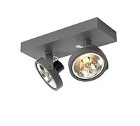 Qazqa go - Spot plafond, plafonnier - 2 lumière - L 30 cm - Gris foncé - Design - éclairage intérieur - Salon I Chambre I Cuisine I Salle à manger