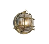Qazqa industriel applique murale extérieure doré 9cm Nautica | E27, max. 15w, Compatible avec ampoules LED, IP44