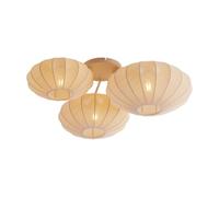 Qazqa japandi plafonnier lumière plafond beige rond 81.5cm Bida