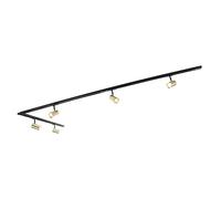 Qazqa jeana - Système sur rail spot luminaire plafond, plafonnier compatible pour led - 5 lumière - L 300 cm - Noir et Or - Moderne - éclairage intérieur - Salon I Chambre I Cuisine I Salle à manger