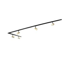 Qazqa jeana - Système sur rail spot luminaire plafond, plafonnier compatible pour led - 5 lumière - L 300 cm - Noir et Or - Moderne - éclairage intérieur - Salon I Chambre I Cuisine I Salle à manger