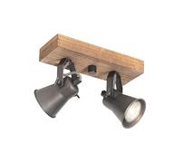 Qazqa jelle - Spot plafond, plafonnier - 2 lumière - L 24 cm - Noir - Rustique - éclairage intérieur - Salon I Chambre I Cuisine I Salle à manger