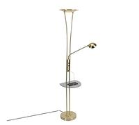 Qazqa sevilla - LED Dimmable Lampadaire avec lampe de lecture variateur inclus - 1 lumière - H 180 cm - Doré/Laiton - Moderne - éclairage intérieur - Salon I Chambre
