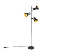 Qazqa tommy - Lampadaire - 3 lumière - H 153 cm - Noir et Or - Rustique - éclairage intérieur - Salon I Chambre