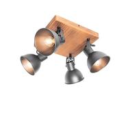 Qazqa tommy - Spot plafond, plafonnier - 4 lumière - L 36 cm - Noir - Rustique - éclairage intérieur - Salon I Chambre I Cuisine I Salle à manger