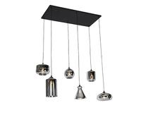 Qazqa wallace - Suspension multiples - 6 lumière - L 110 cm - Gris - Art Deco - éclairage intérieur - Salon I Chambre I Cuisine I Salle à manger