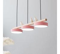 QAZXDRFG Suspension LED Moderne Noire pour îlot de Cuisine, luminaire Suspendu linéaire, Style Oiseau, 3 lumières, en métal, Industriel, en Bois, pour Cuisine, îlot, Salle à Manger, Ferme