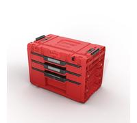 Qbrick System Boîte à Outils Vide - 3 Compartiments - Malette Outils - 542 x 335 x 369 mm Rouge