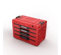 Qbrick System Boîte à Outils Vide - 4 Compartiments - Malette Outils - 542 x 335 x 369 mm Rouge