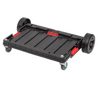 Qbrick System ONE Plateforme de transport empilable 745 x 510 x 180 mm avec roues pivotantes en métal et frein