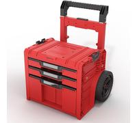 Qbrick System PRO Cart 2.0 Plus Drawer 3 Red Ultra HD Boîte mobile personnalisée sur roulettes 520 x 415 x 660 mm 12 l 2x 4,5 l poignée télescopique double amovible
