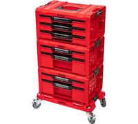 Qbrick System PRO Drawer Workshop Set 3 RED ULTRA HD + 2x Drawer 2 Toolbox + 1x Drawer 3 Toolbox + planche à roulettes